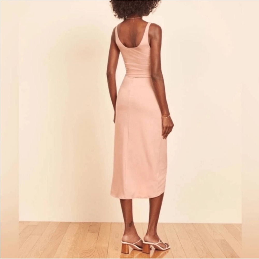 NWT Reformation Kaila Midi Wrap Dress in Blush - Picture 2 of 9
